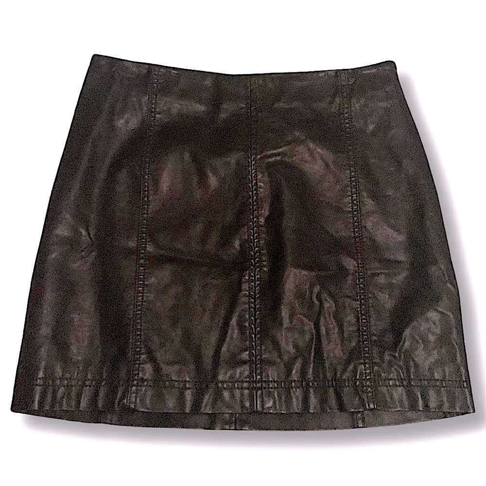 Free People Black Faux Leather Skirt